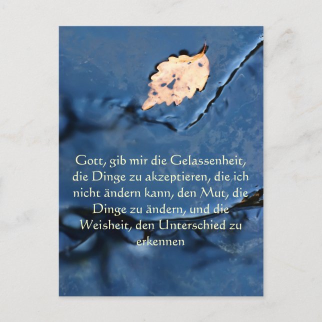Stille Gebet in deutscher Sprache, Gewässer Postka Postkarte (Vorderseite)