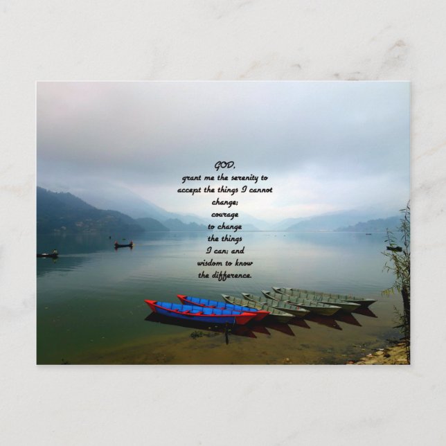 Stille Gebet mit Panoramablick auf den Phewa-See Postkarte (Vorderseite)