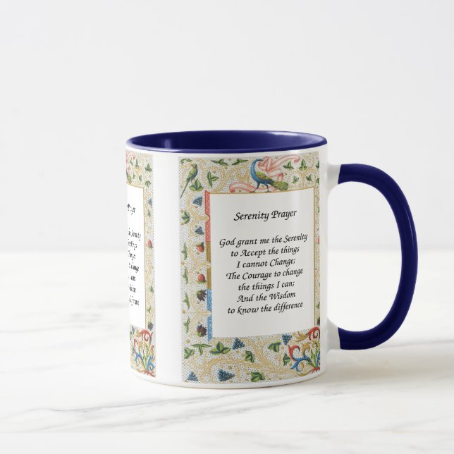Stille Gebet Pfauendesign Motivierend Tasse (Rechts)