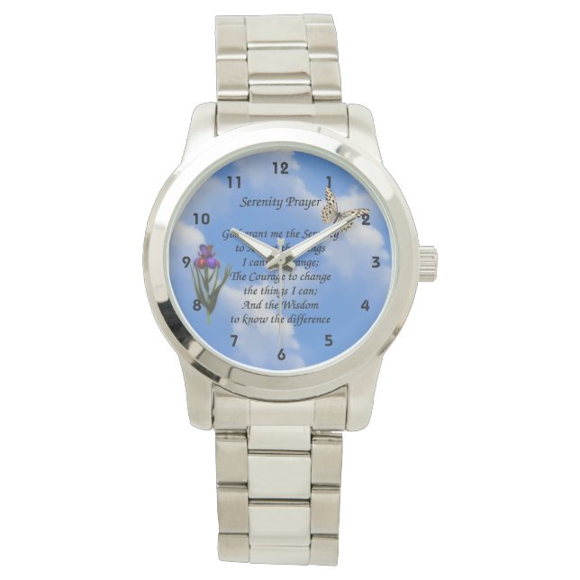 Stille Gebetsbutterfly-Blume Inspiration Armbanduhr (Vorderseite)