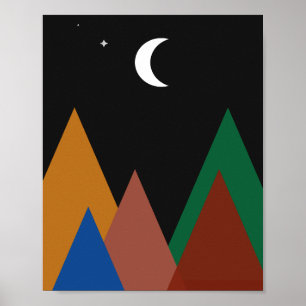 Stille Höhepunkte unter einem Mondbild Poster
