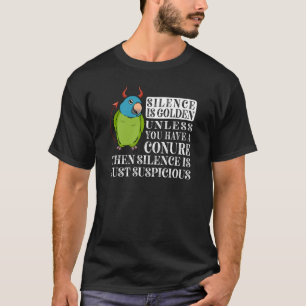 Stille ist Goldener Papagei I Blauer Krönung T-Shirt