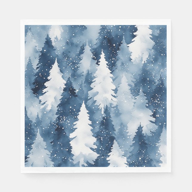 Stille Kiefern Winterwald Serviette (Vorderseite)
