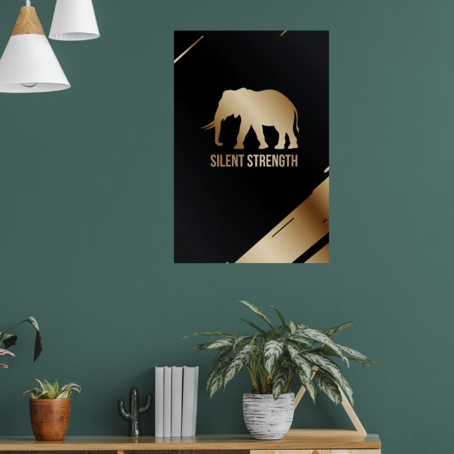 "Stille Kraft" Minimalistische Elefantenmauer Kuns Poster (Wohnzimmer 1)