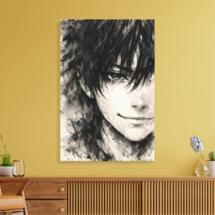 Stille Maske – Emotional Ink Portrait Leinwanddruc Leinwanddruck