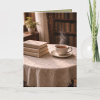 Stille Momente: Morgen Tee und Bücher Art Card