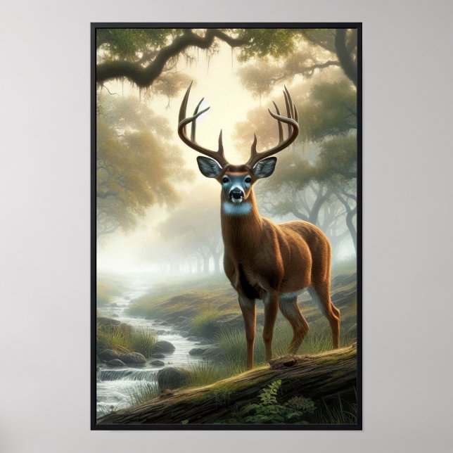 Stille Morgenstunden im Wald mit optionalem Rahmen Poster (Vorne)