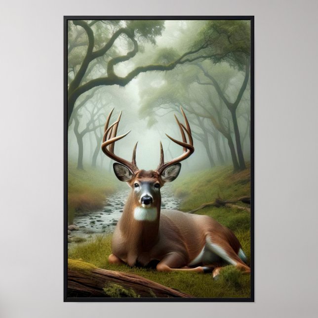 Stille Morgenstunden im Wald mit optionalem Rahmen Poster (Vorne)