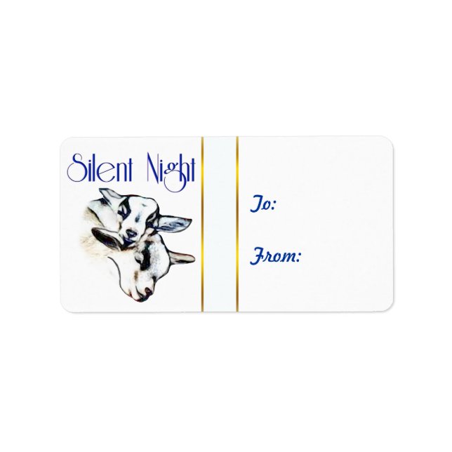 Stille Nacht Baby Goats Weihnachtsgeschenk Tag Sti Adressaufkleber (Vorne)