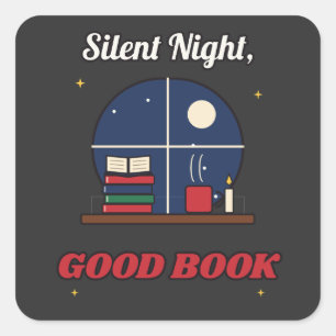 Stille Nacht, gutes Buch Quadratischer Aufkleber
