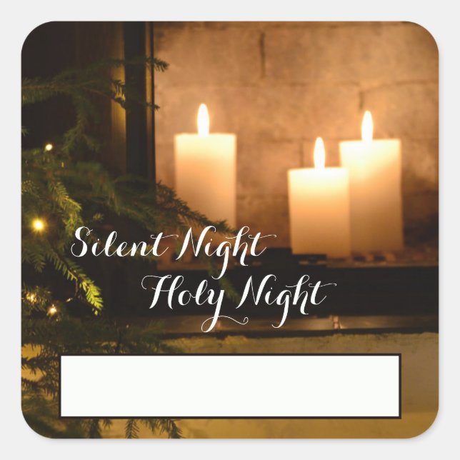 "Stille Nacht Heilige Nacht" Beliebter Weihnachtsl Quadratischer Aufkleber (Vorderseite)