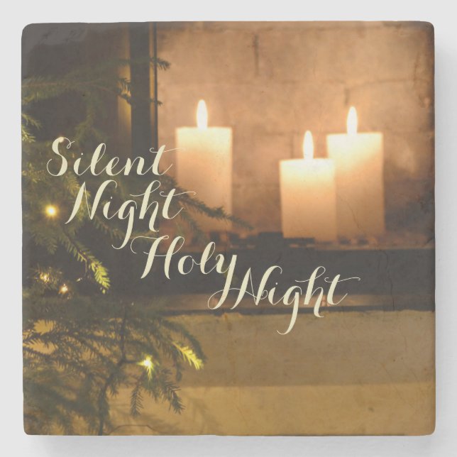 "Stille Nacht Heilige Nacht" Beliebter Weihnachtsl Steinuntersetzer (Vorderseite)