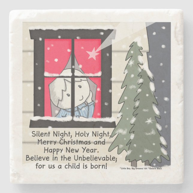 Stille Nacht, heilige Nacht Steinuntersetzer (Vorderseite)