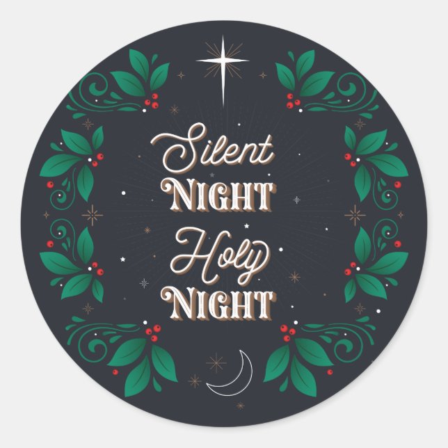 Stille Nacht, heilige Nachtkleber Runder Aufkleber (Vorderseite)