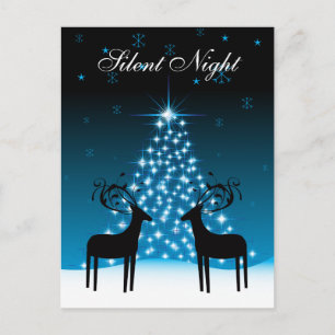 Stille Nacht ~ Hirsch und Weihnachtsbaum Urlaub Feiertagspostkarte