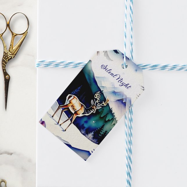 Stille Nacht mit Hirschfest Geschenkanhänger (Von Creator hochgeladen)