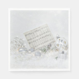 Stille Nacht Musik in Schneeflocken Serviette