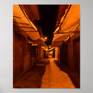 Stille Nacht - Pisac Straßenlaternen-Fotografie Poster