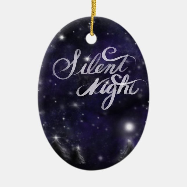 Stille Nacht - romantische Schneeszene Keramik Ornament (Vorne)