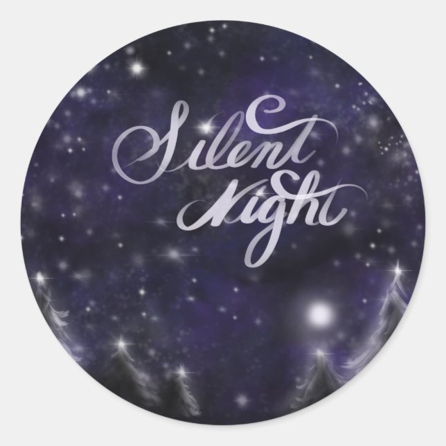 Stille Nacht - romantische Schneeszene Runder Aufkleber (Vorderseite)