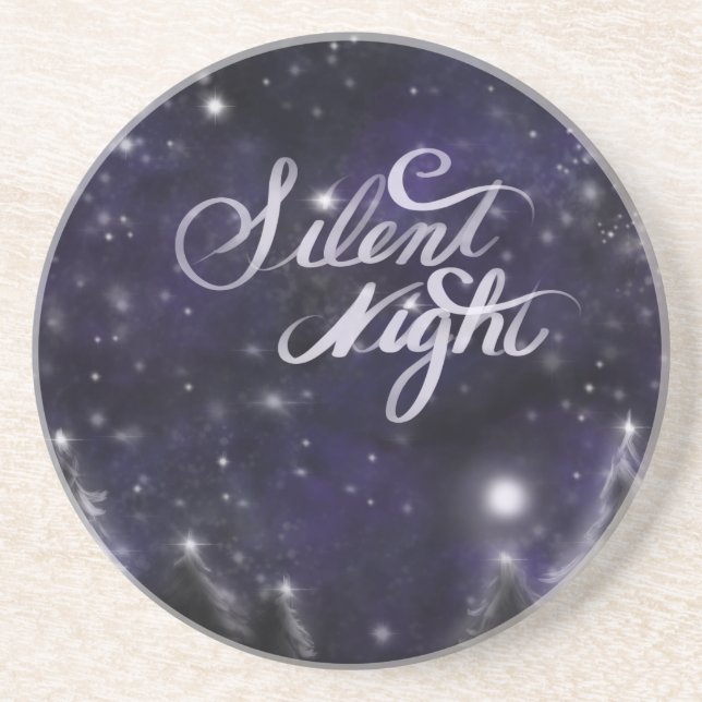 Stille Nacht - romantische Schneeszene Sandstein Untersetzer (Vorne)