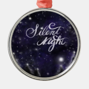 Stille Nacht - romantische Schneeszene Silbernes Ornament
