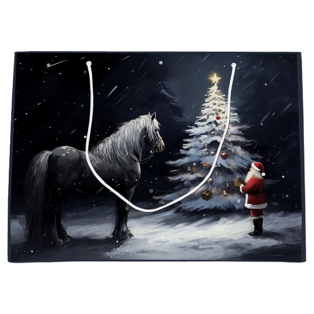 Stille Nacht - Schönes Pferd und Weihnachten Große Geschenktüte (Vorderseite)