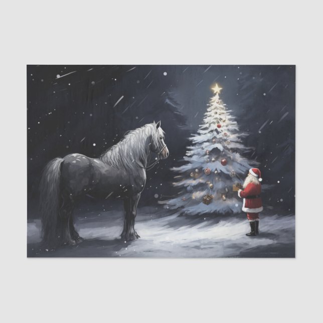 Stille Nacht - Schönes Pferd und Weihnachten Seidenpapier (Vorderseite)