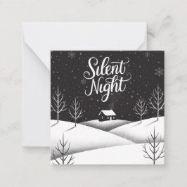 Stille Nacht Schwarz und Weiß Mini Weihnachtskarte Mitteilungskarte