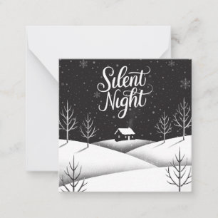 Stille Nacht Schwarz und Weiß Mini Weihnachtskarte Mitteilungskarte