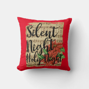 Stille Nacht Texte mit Poinsettias Kissen