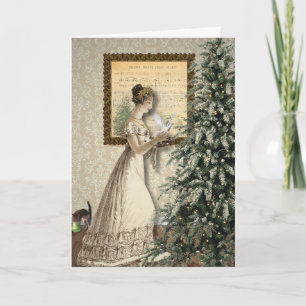 Stille Nacht Vintage-Weihnachtsszene Grußkarte Karte