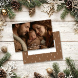 Stille Nacht Weihnachten elegantes modernes Foto<br><div class="desc">Foto aus der ersten Weihnachtshand gezeichnet Baum natürliches braunes elegantes Design</div>