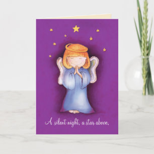 Stille Nacht Weihnachten Engel Gruß Karte Lila