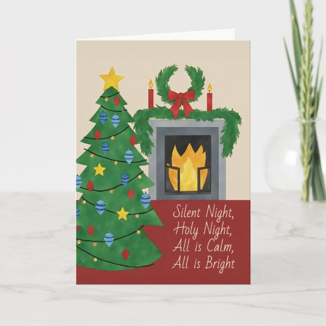 Stille Nacht Weihnachten Wasserfarbe Karte (Vorderseite)