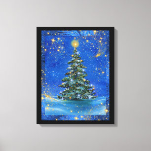 Stille Nacht Weihnachtsbaum von Renee Lavoie Leinwanddruck