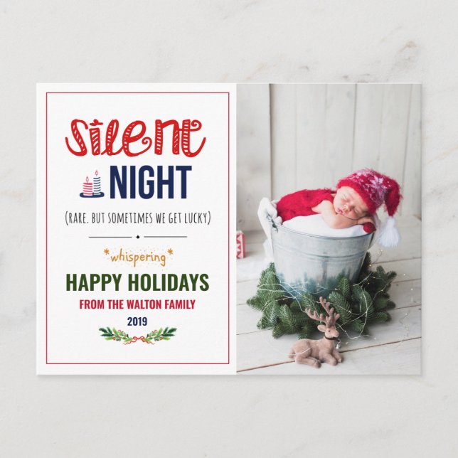Stille Nacht Weihnachtsfeiertag Foto Postkarte (Vorderseite)