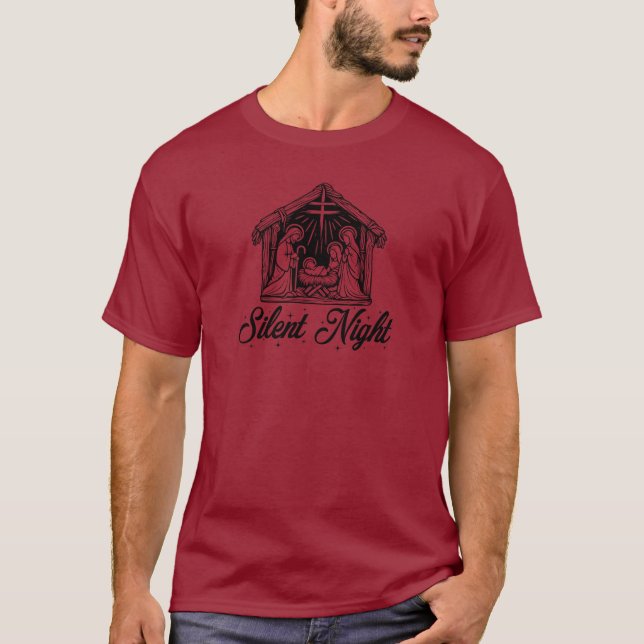 Stille Nacht - Weihnachtskrippe T-Shirt (Vorderseite)
