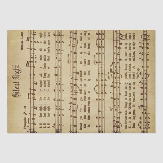 Stille Nacht Weihnachtsmusik Seidenpapier (Vorderseite)