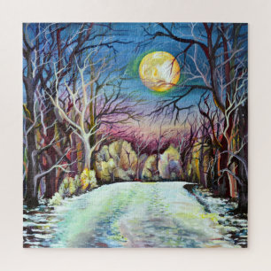 Stille Nacht Winter Vollmond in Schweden