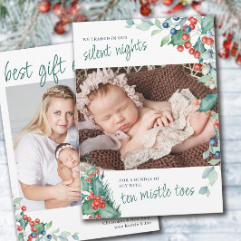 Stille Nächte für Zehn Mistle Toes Winter Geburt Ankündigung