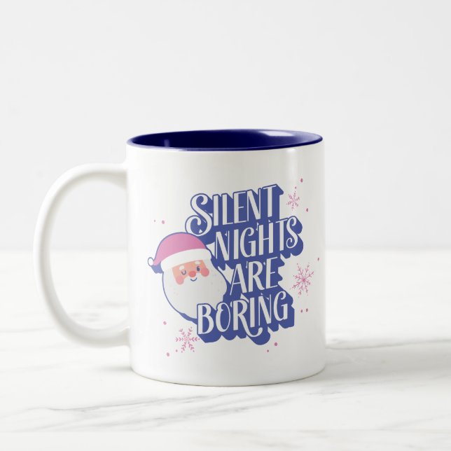 Stille Nächte sind langweilig lustige Winking Sant Zweifarbige Tasse (Links)