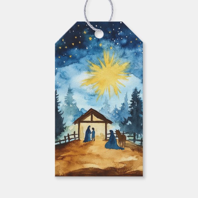 Stille Nachtkrippe Geschenkanhänger (Vorderseite)