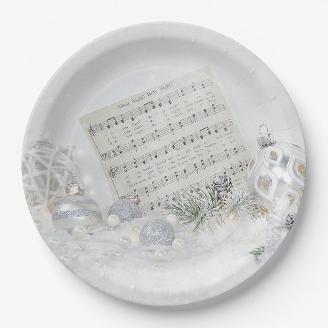 Stille Nachtmusik mit Ornamenten-Papierplatte Pappteller (Vorderseite)