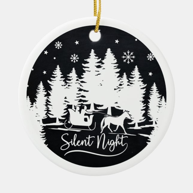 Stille Nachtschneeflocken mit Foto Keramik Ornament (Vorne)
