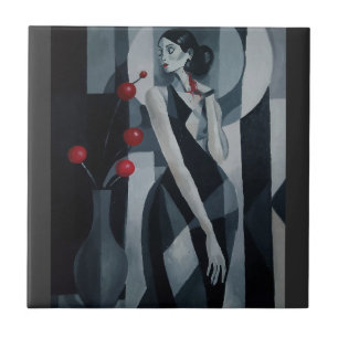 Stille Pulse Art Deco Frau Keramikfliese