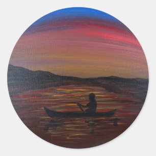 Stille Reise -handgefertigtes Kunstwerk - Wand Runder Aufkleber