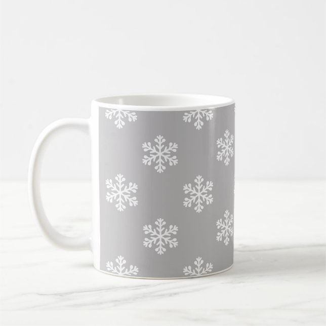 Stille Schneeflocken in Grau Kaffeetasse (Links)