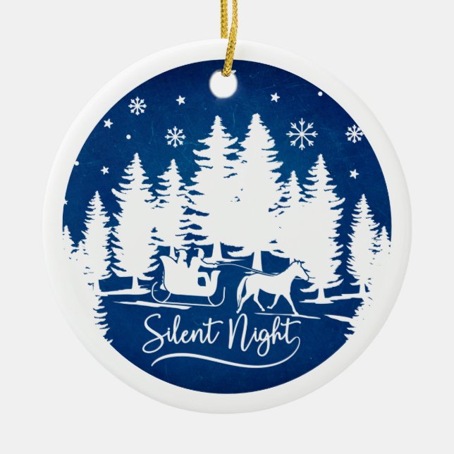 Stille Schneeflocken mit Foto Keramik Ornament (Vorne)