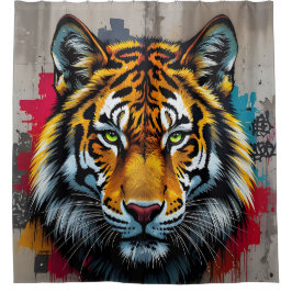Stille Stärke – Tiger Graffiti Art Duschvorhang